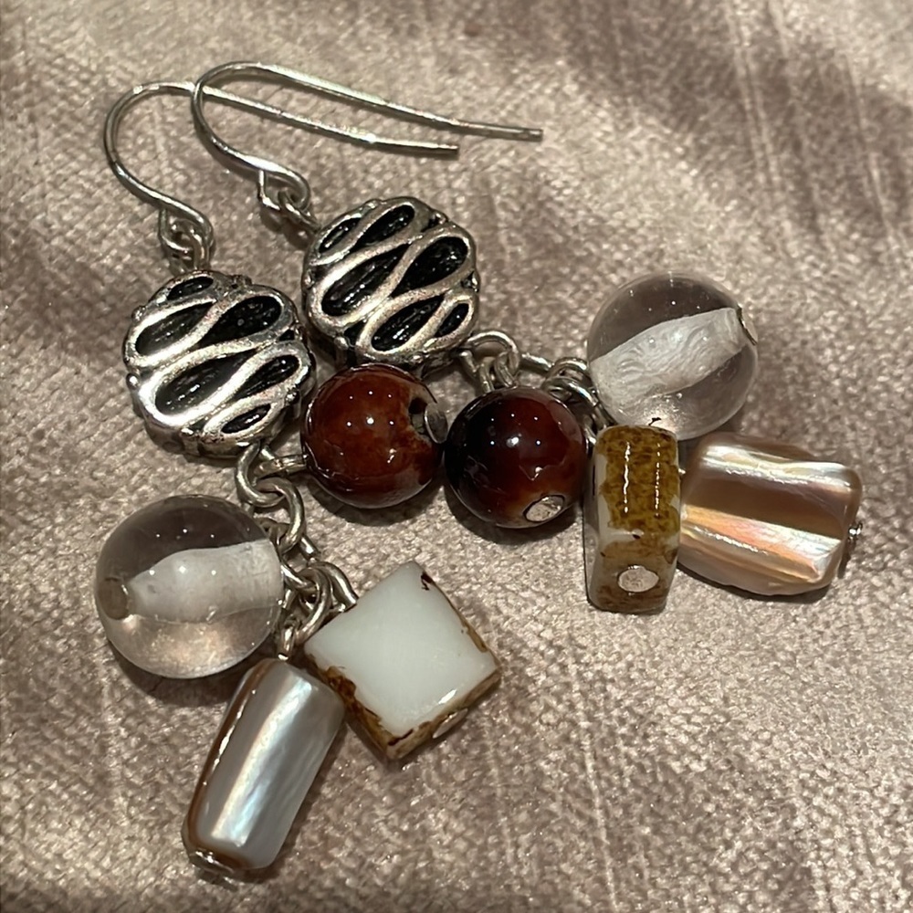 Silver Beaded Earrings - Picture 2 of 7